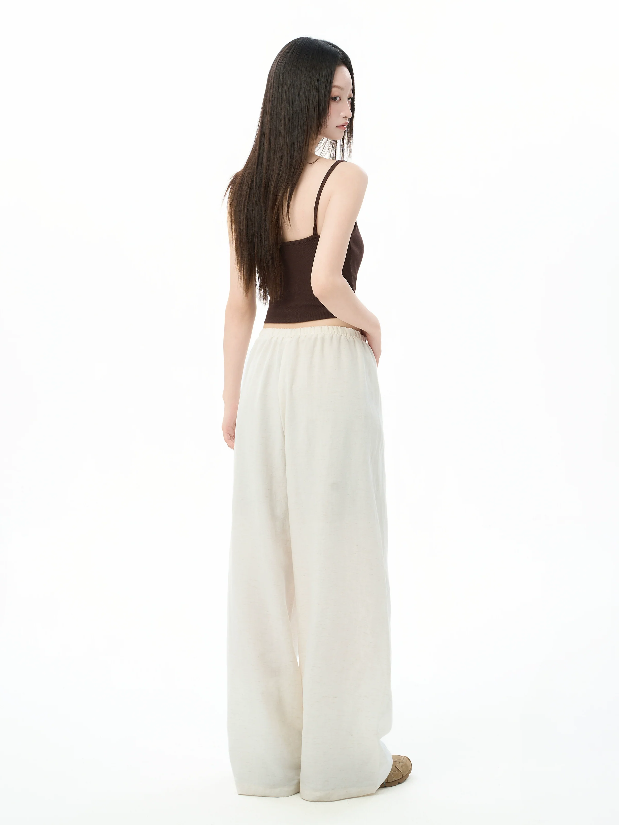 Wide Leg Drawstring Wide Leg Pants with Elastic Waist - Image 5