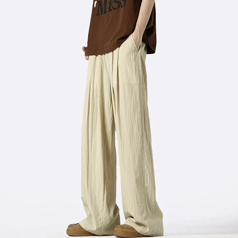 Wide-Leg Elastic Waist Pleated Trousers - Image 10