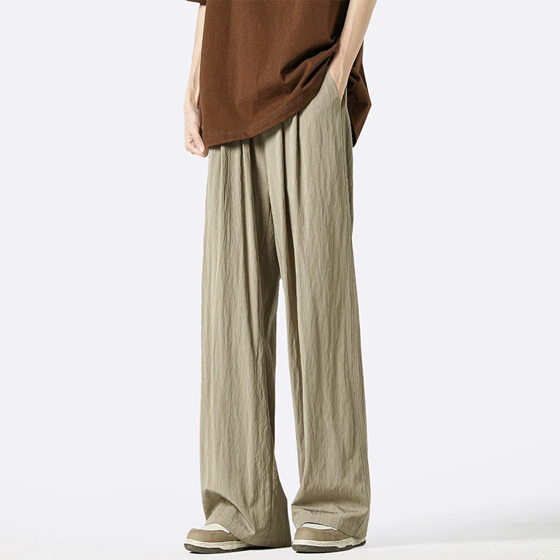 Wide-Leg Elastic Waist Pleated Trousers - Image 11