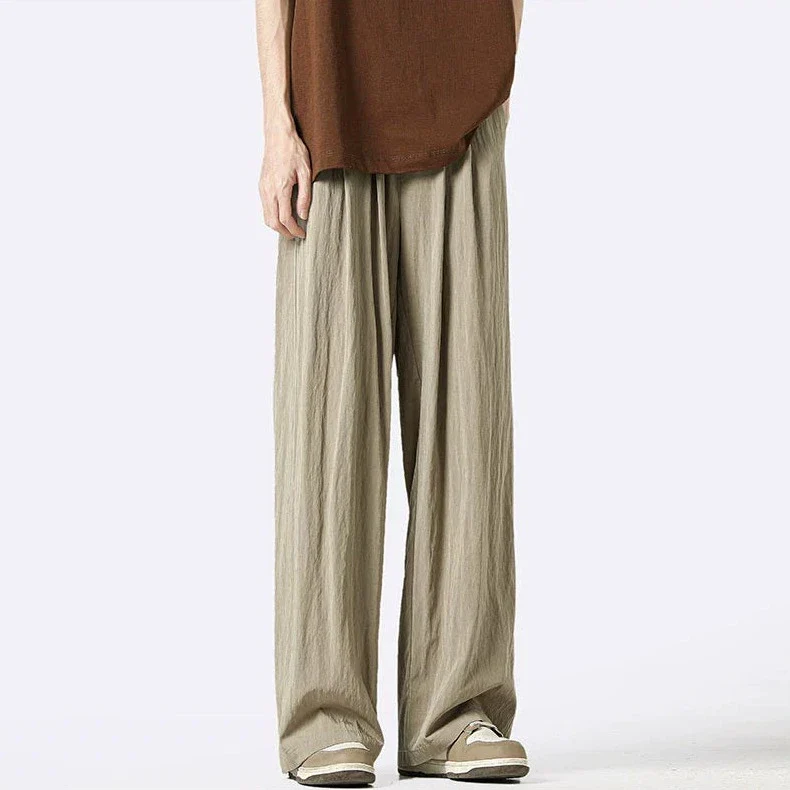 Wide-Leg Elastic Waist Pleated Trousers - Image 12