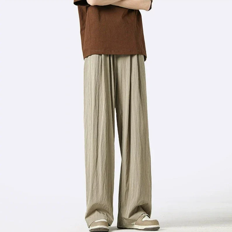 Wide-Leg Elastic Waist Pleated Trousers - Image 13