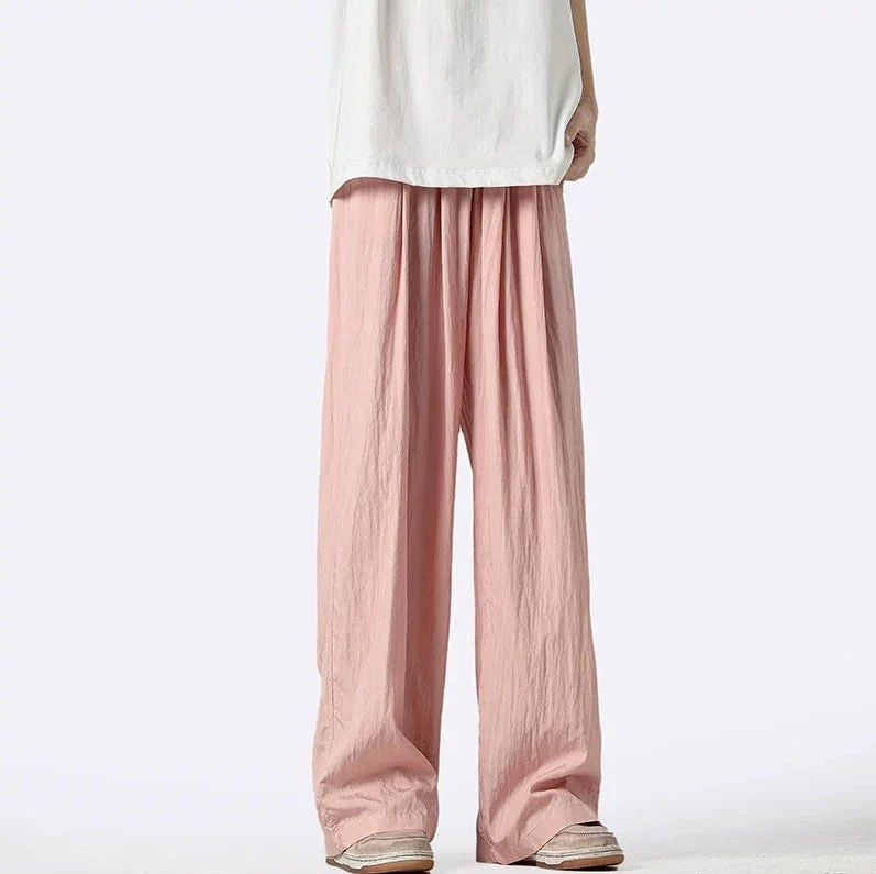 Wide-Leg Elastic Waist Pleated Trousers - Image 2