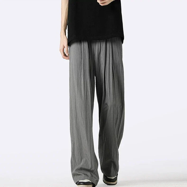 Wide-Leg Elastic Waist Pleated Trousers - Image 6
