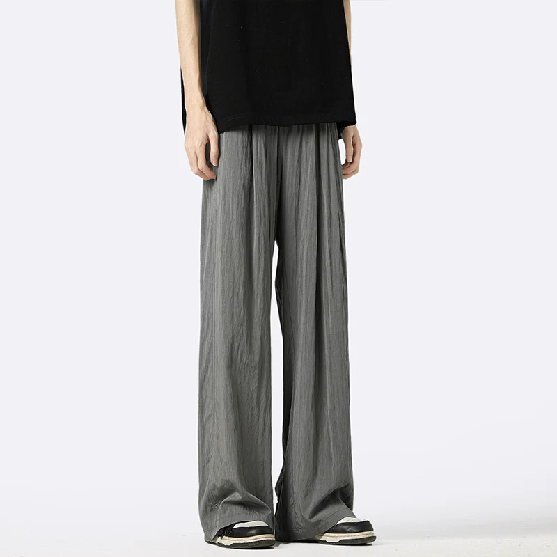 Wide-Leg Elastic Waist Pleated Trousers - Image 8