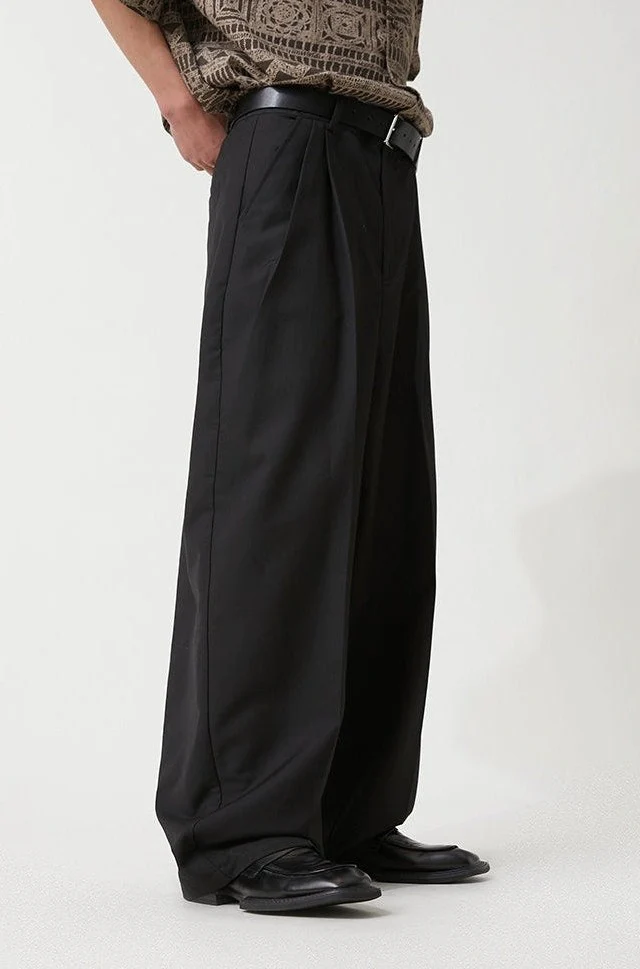 Wide Leg Pleated Loose-Fit Trousers - Image 4