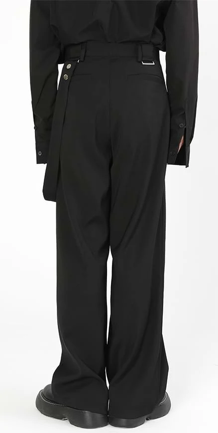 Wide Leg Pleated Pants with Strap - Image 4