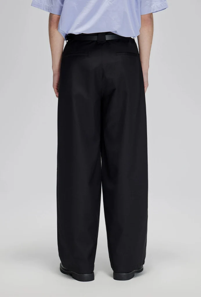 Wide Leg Pleated Trousers with Panel Detailing - Image 4