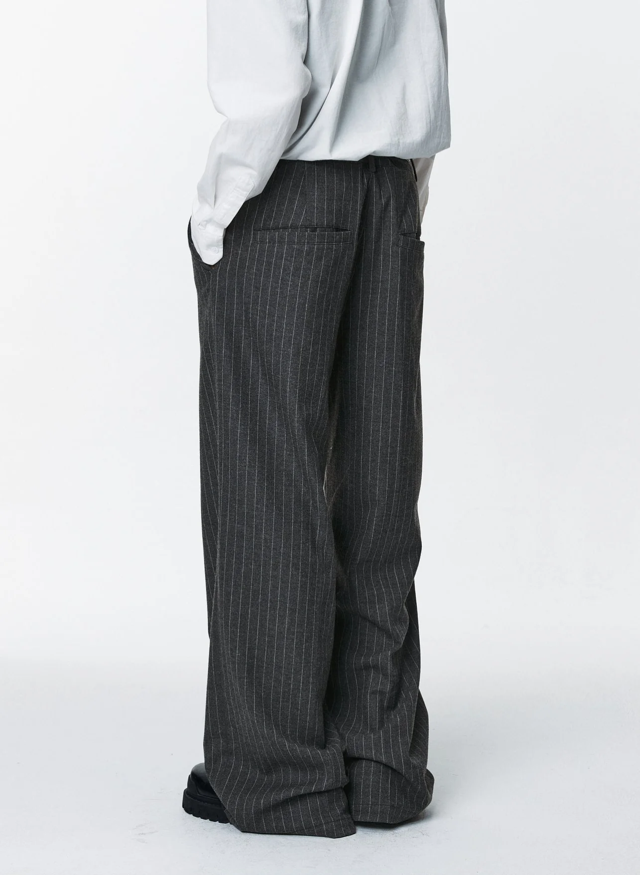 Wide Leg Retro Pinstripe Suit Trousers - Image 2