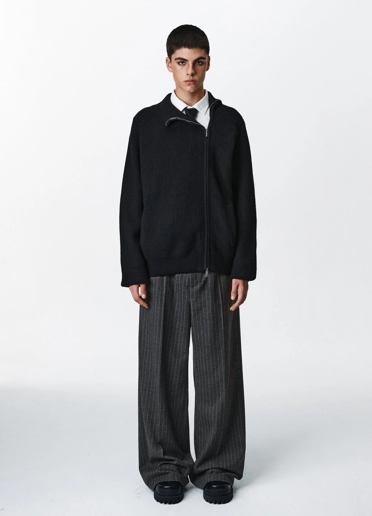 Wide Leg Retro Pinstripe Suit Trousers - Image 3