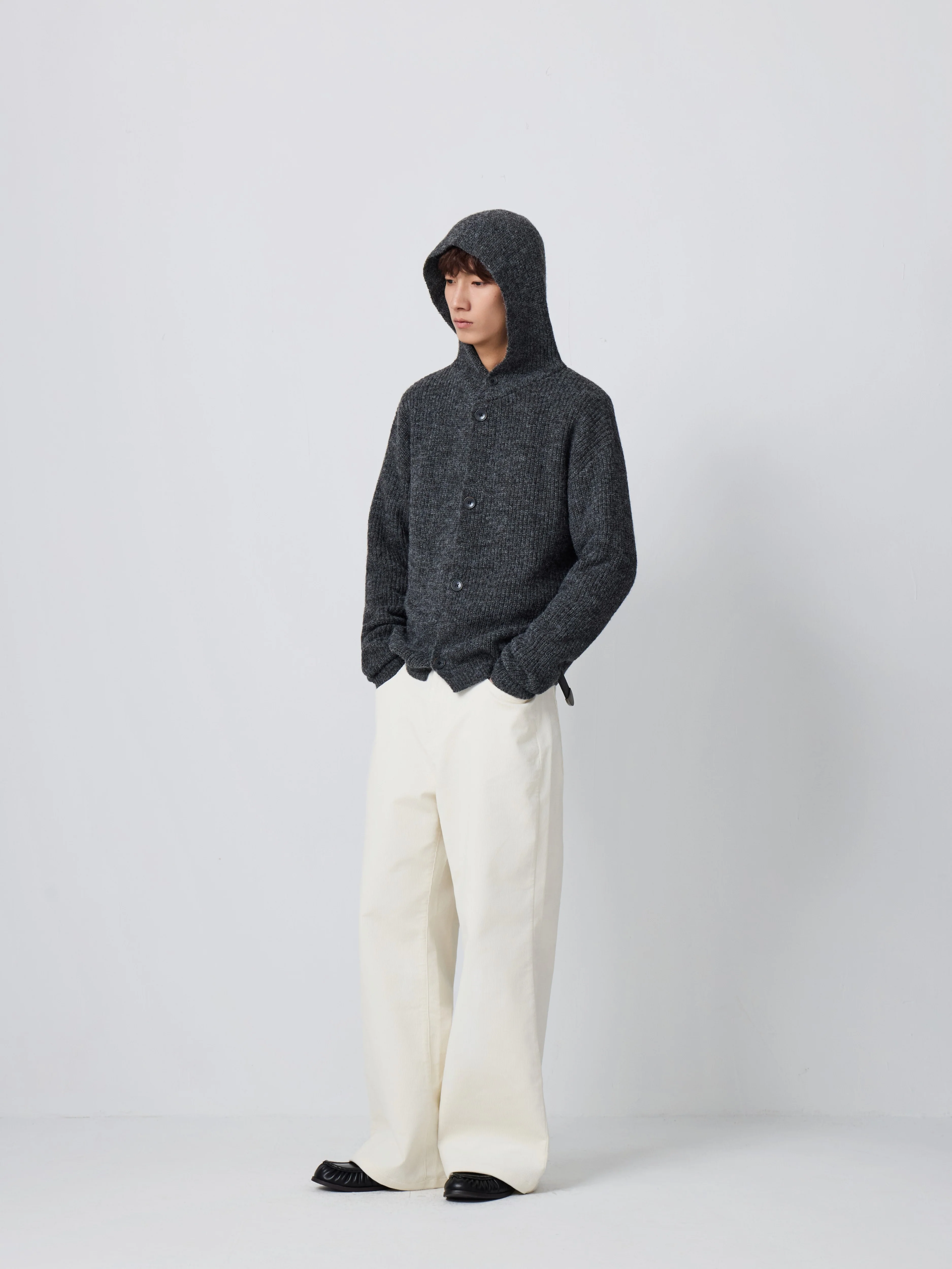Wide Leg Semi-Flare Ribbed Corduroy Pants - Image 3
