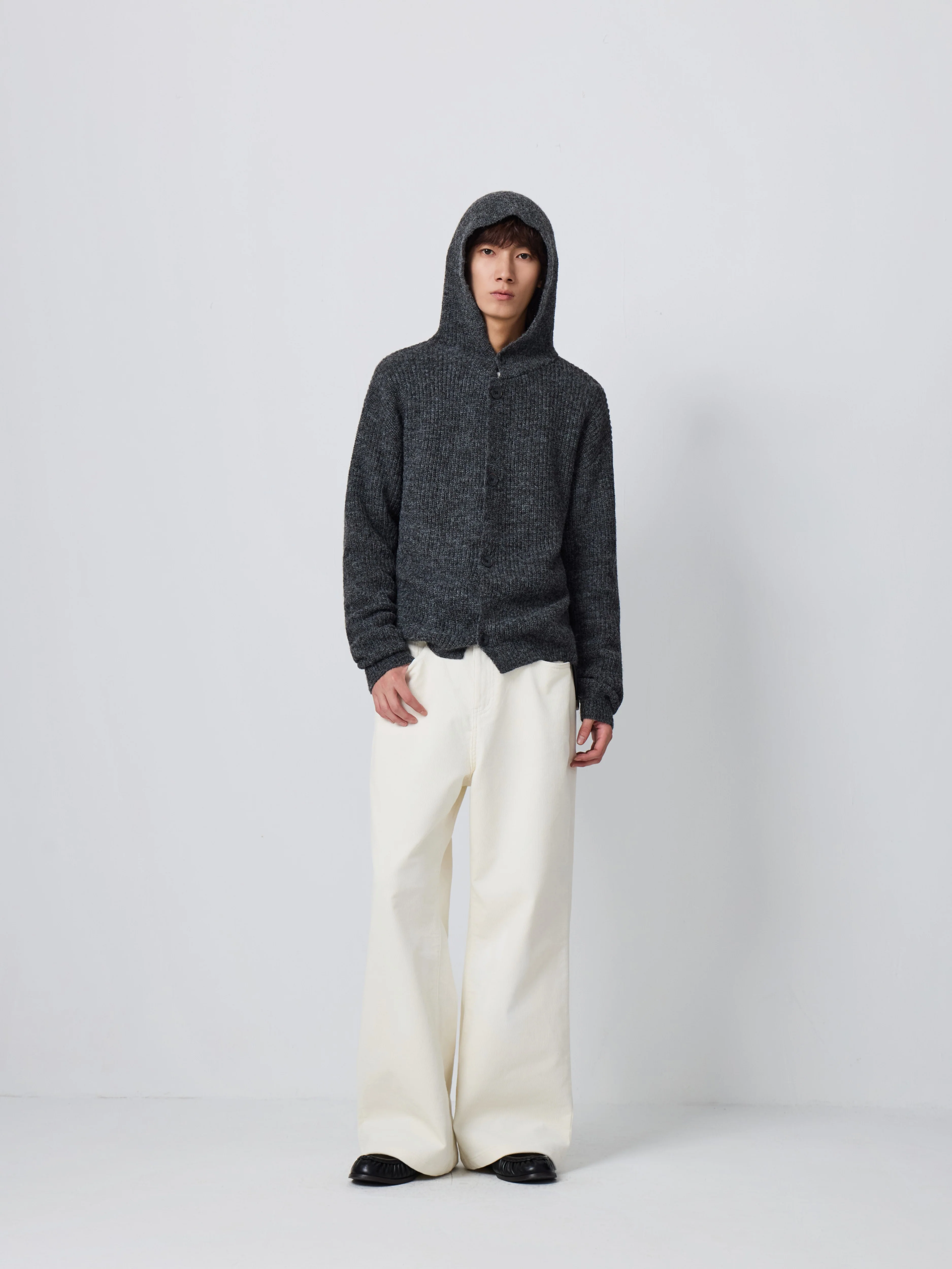 Wide Leg Semi-Flare Ribbed Corduroy Pants - Image 4