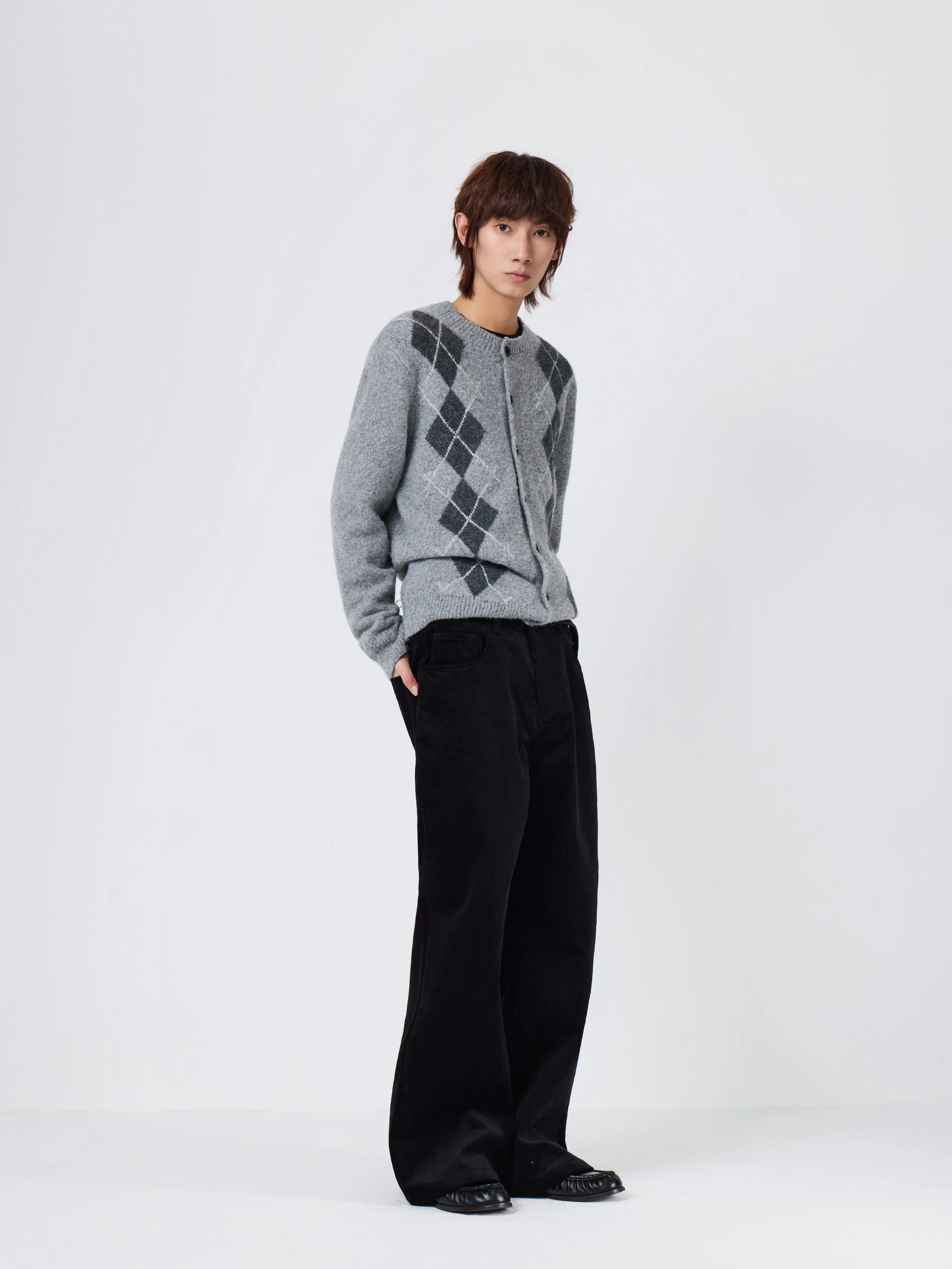 Wide Leg Semi-Flare Ribbed Corduroy Pants - Image 9