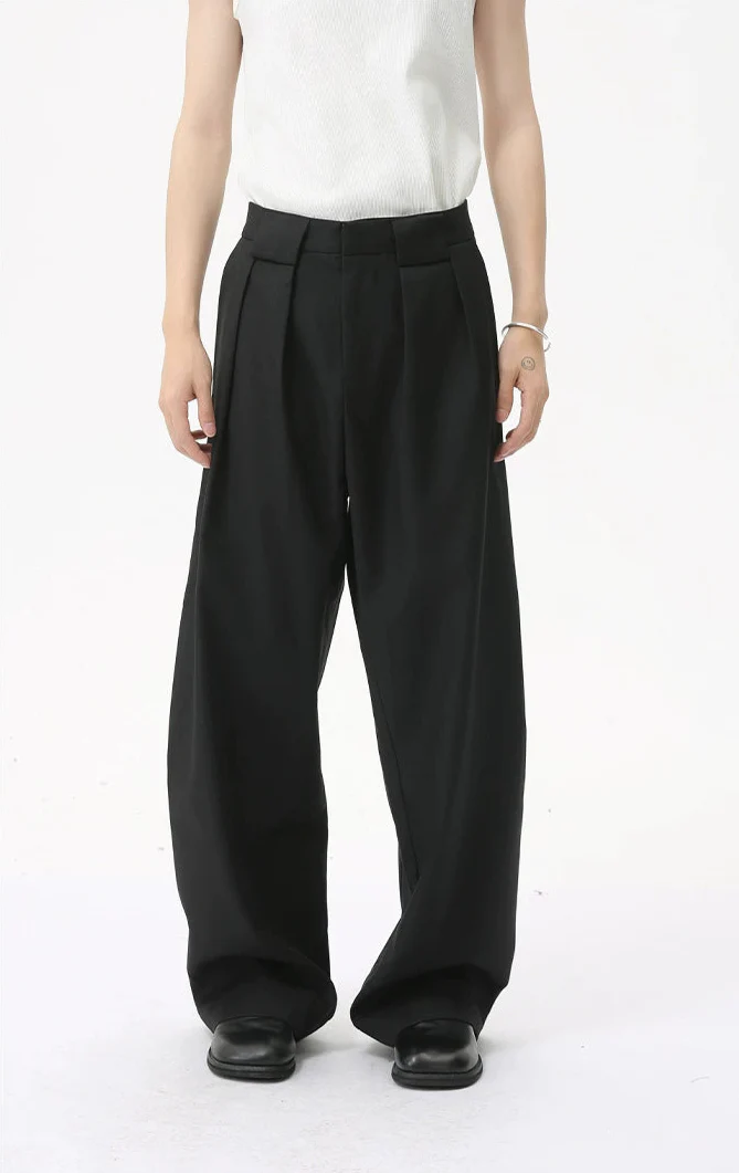 Wide Leg Tailored Multi Flap Pleated Trousers - Image 5