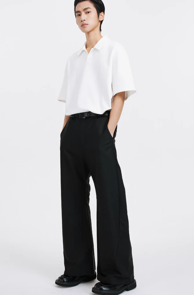 Wide Leg Tailored Panelled Trousers with Belt Loops - Image 6
