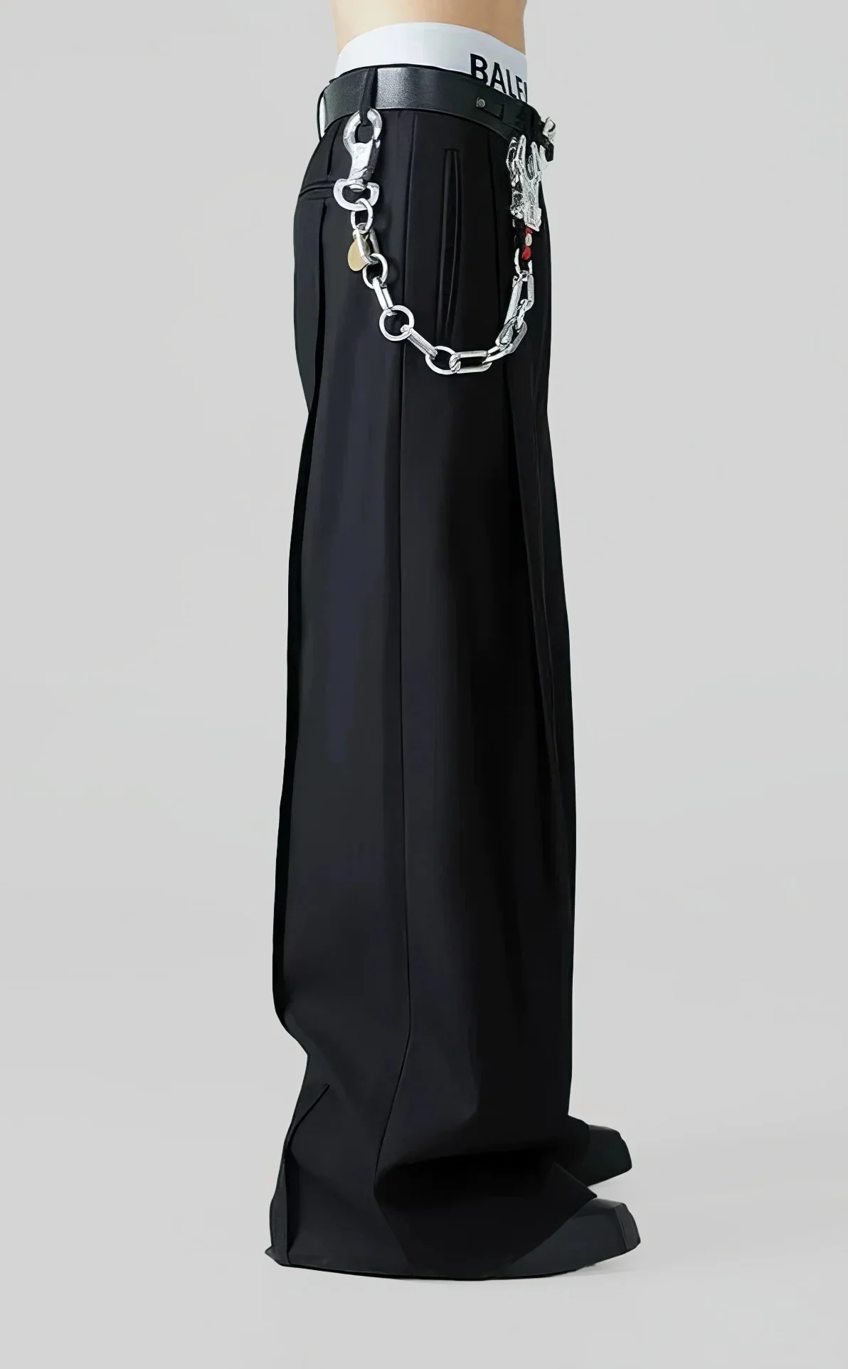 Wide Leg Tailored Trousers with Fold-Over Pleat - Image 5