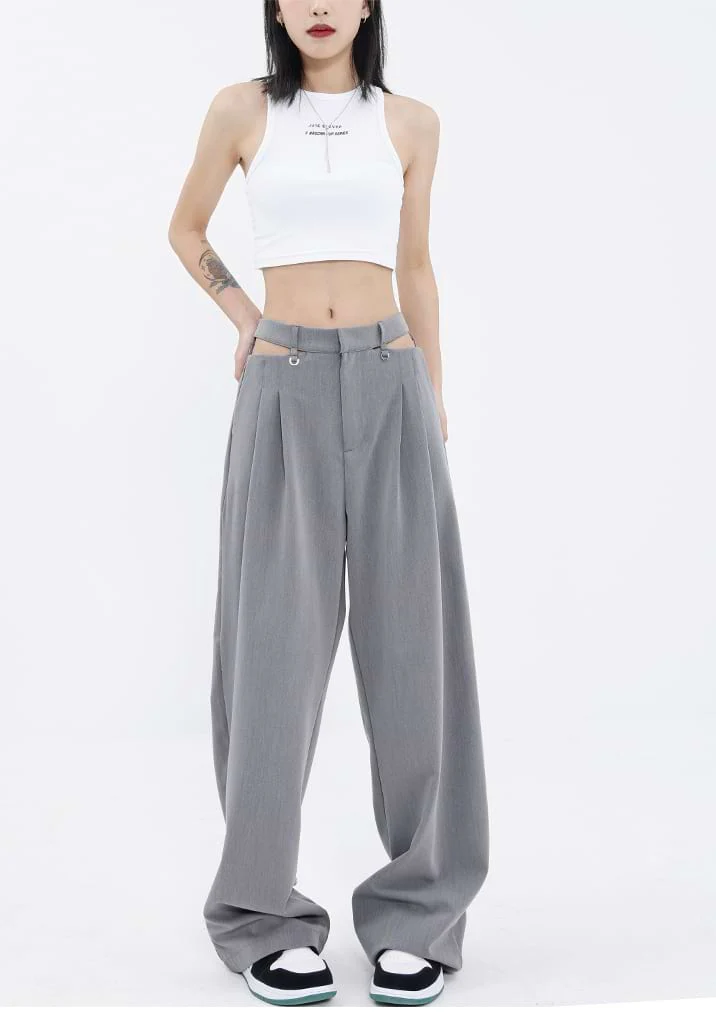 Wide Leg Waist Cutout Pants - Image 10