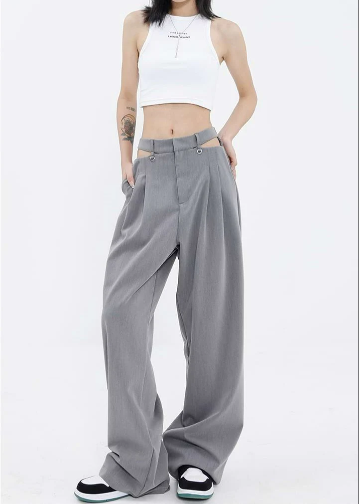 Wide Leg Waist Cutout Pants - Image 7