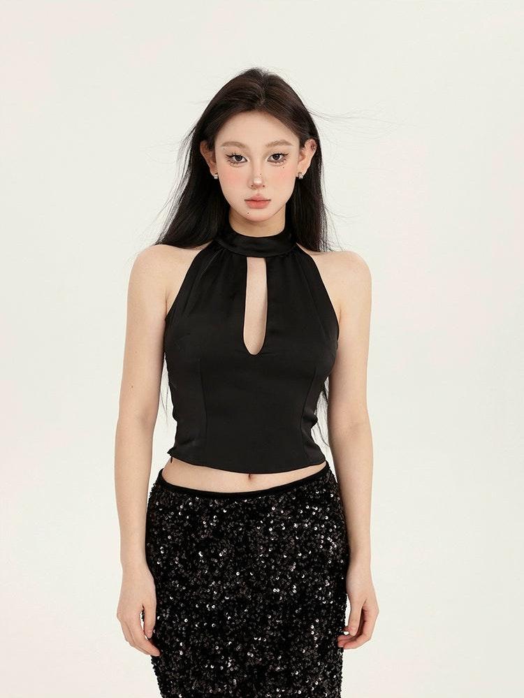 Wrap Neck Keyhole Crop Top - Image 2