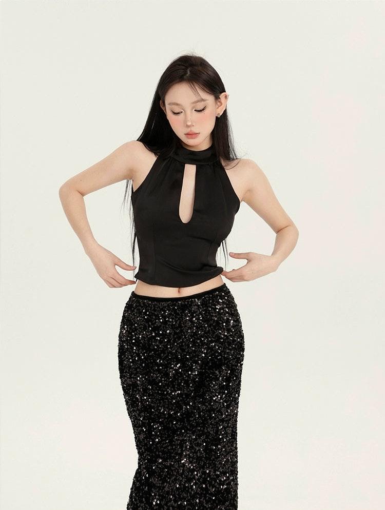 Wrap Neck Keyhole Crop Top - Image 4
