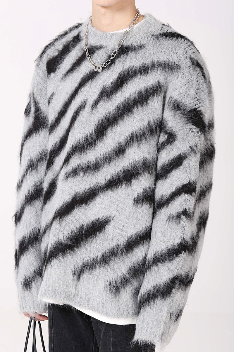 Zebra Print Fuzzy Mohair Sweater - Image 9